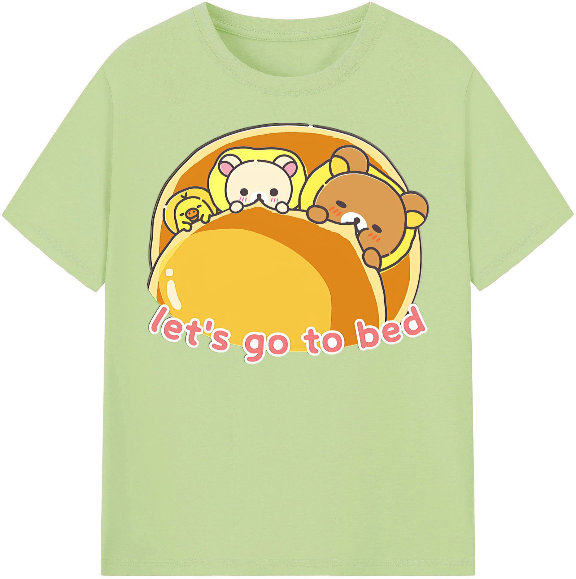 （画像用） リラックマ リラックマ キイロイトリ Rilakkuma Korilakkuma Kiiroitori 綿100％半袖Tシャツ（フロントプリント）